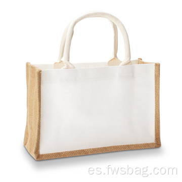 Bolsas de barbería de compras de yute en blanco personalizadas